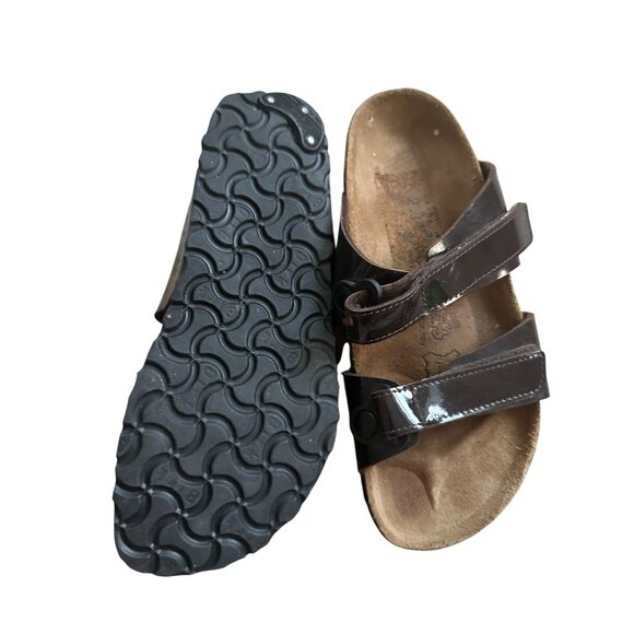 BIRKIS Brown Patent Leather Adjustable Sandals Size Women’s 5 - Picture 6 of 8
